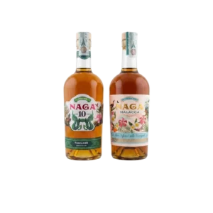 10 Bundle Rum Naga Siam Edition bottiglia ambrata e bottiglia con etichetta