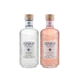 Original Combo Gin Rena 41 Sardegna bottiglie con texture a onde azzurra